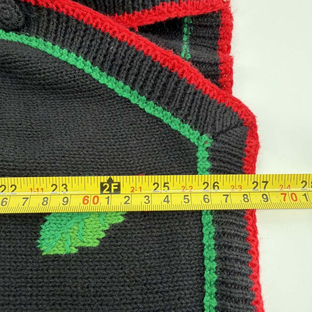 Bechamel Womens Sweater Vest Sz 2XL Christmas Holly Appliqué Black Button Up - Picture 8 of 9